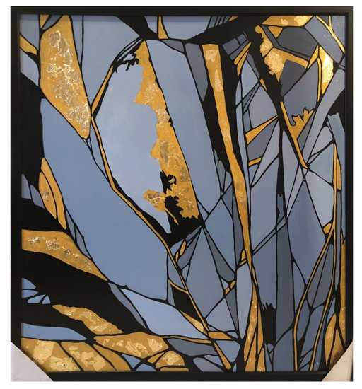 Siyah Gri ve Altın Renk Uyumu Yağlı Boya Tablo resmi