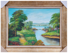 Ağaçlar ve Nehir Yağlı Boya Tablo resmi