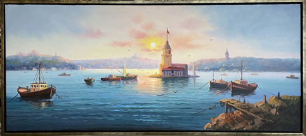 İstanbul Kız Kulesi Yağlı Boya Tablo resmi