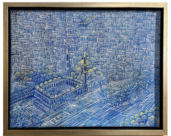 Mavi Tonlu Fatih Camii Yağlı Boya Tablo resmi