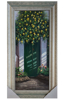 Yeşil Kapı ve Çiçekler Yağlı Boya Tablo resmi