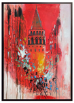 Kırmızı Galata Kulesi Yağlı Boya resmi