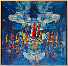 Bulutlar Ve Yelkenliler Yağlı Boya Tablo resmi