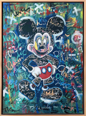 Mickey Mouse Graffiti Renkli Yağlı Boya Tablo resmi
