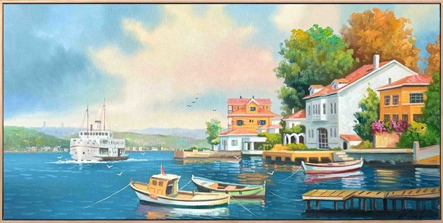 İstanbul Boğazı ve Yalılar Yağlı Boya Tablo resmi