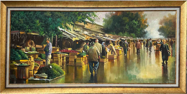 Eski Pazar Yeri Yağlı Boya Tablo resmi