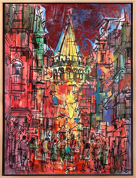 Galata Kulesi Dekoratif Yağlı Boya Tablo resmi