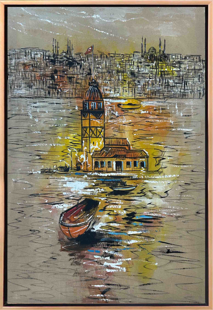 Kız Kulesi ve Gündoğumu Yağlı Boya Tablo resmi