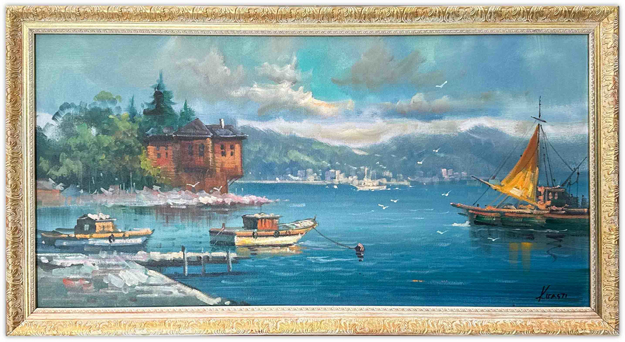 Yalı ve Yelken Yağlı Boya Tablo resmi