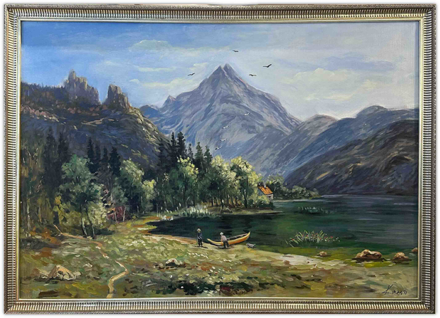 Dağlar ve Göl Yağlı Boya Tablo resmi