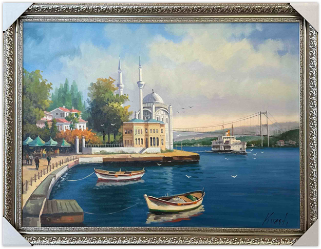 İstanbul Ortaköy Manzarası Yağlı Boya Tablo resmi
