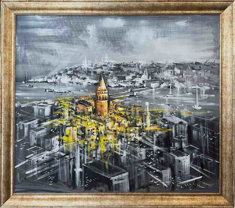 Galata Sokakları Yağlı Boya Tablo resmi