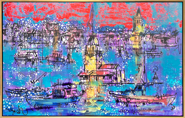 Aydınlık Kız Kulesi Yağlı Boya Tablo resmi