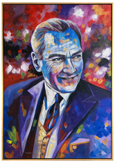 Rengarenk Atatürk Yağlı Boya Tablo resmi