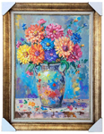 Rengarenk Çiçekler Yağlı Boya Tablo resmi