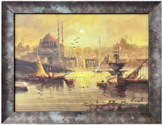 Eminönü'nde Günbatımı Yağlı Boya Tablo resmi