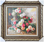 Beyaz Kırmızı Güller Yağlı Boya Tablo resmi