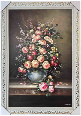 Vazoda Çiçekler ve Güller Yağlı resmi