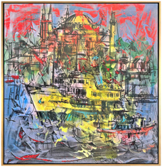 Ayasofya ve Vapur Yağlı Boya Tablo resmi