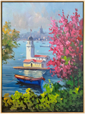 Bahar Günü Kız Kulesi Yağlı Boya Tablo resmi