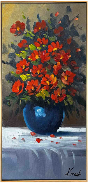 Kırmızı Çiçekler Yağlı Boya Tablo resmi