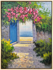Denize Açılan Bahçe Kapısı Yağlı Boya Tablo resmi