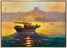 İstanbul  Denizinde Gün Batımı resmi