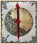 Meşk Sanatı ile Elif Yağlı Boya Tablo resmi