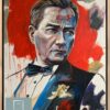 Kırmızı arka plan önünde smokinli Mustafa Kemal Atatürk portresi yağlı boya tablo.