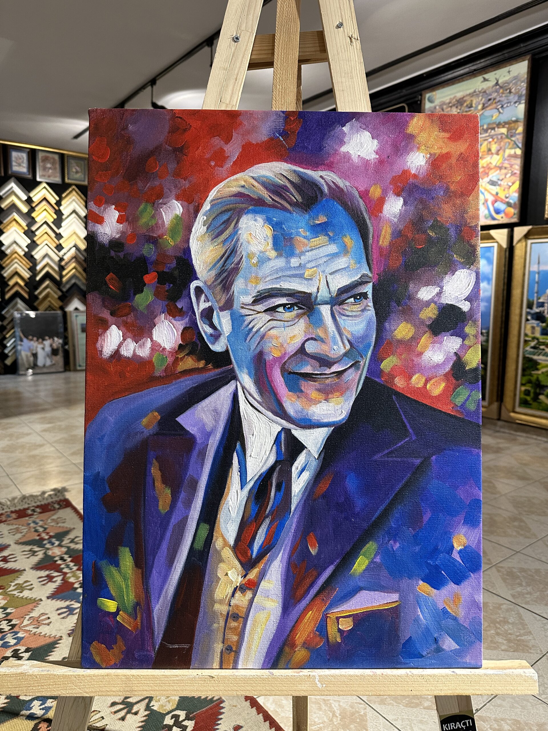 Renkli Atatürk Portresi Yağlı Boya Tablo - Görsel 3