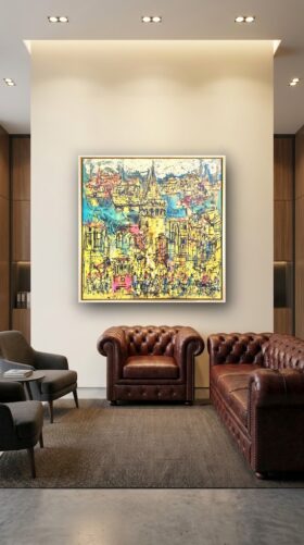 Modern Galata Kulesi ve İstanbul Yağlı Boya Tablo