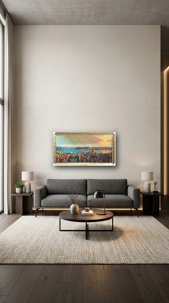 Galata Kulesi ve İstanbul Panoraması Yağlı Boya Tablo - Görsel 2