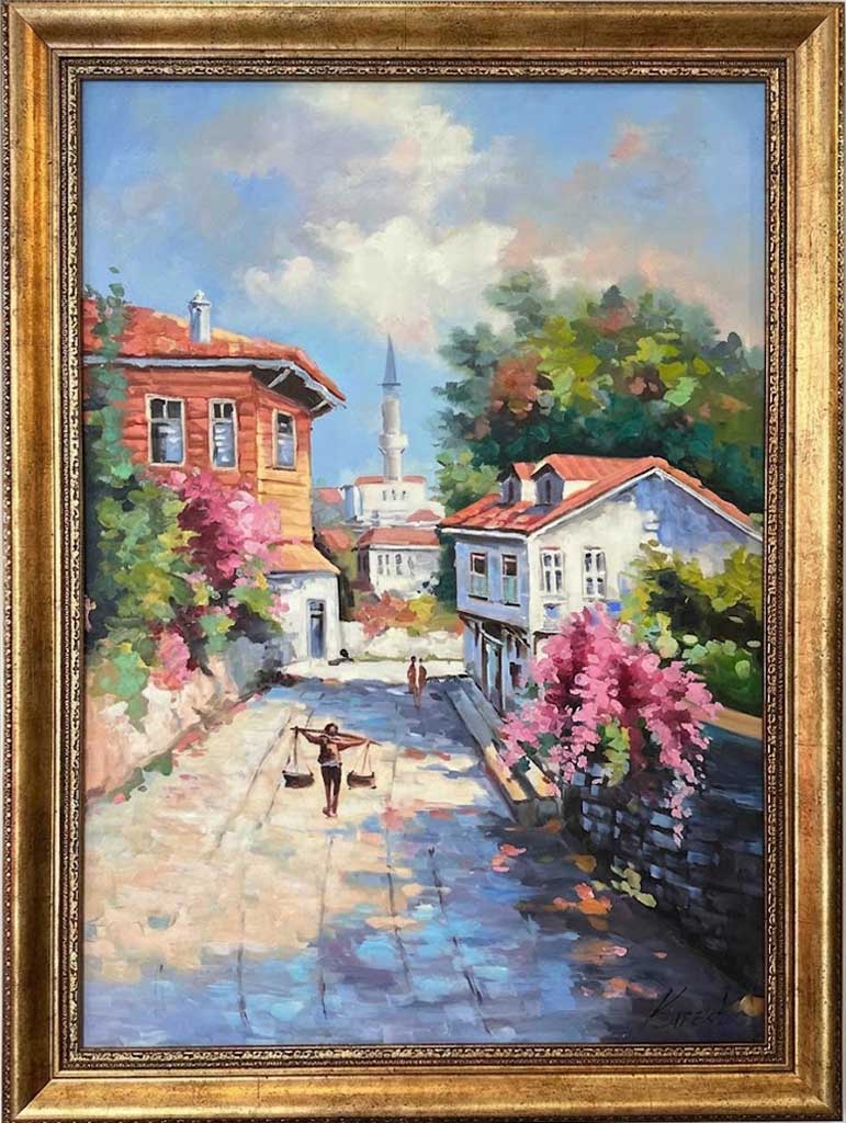 İstanbul Tarihi Evler Yağlı Boya Tablo - Görsel 3