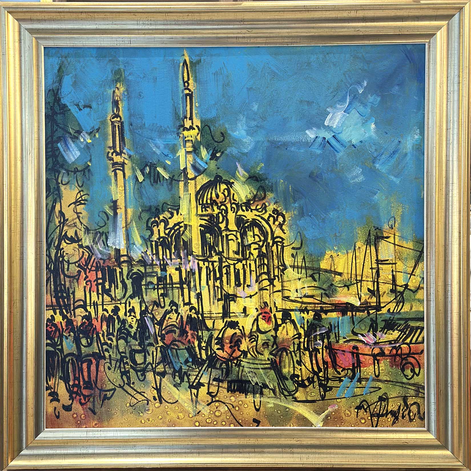 Tuncay Şevketoğlu imzalı Ortaköy Camii ve İstanbul Manzaralı Yağlı Boya Tablo - Görsel 7