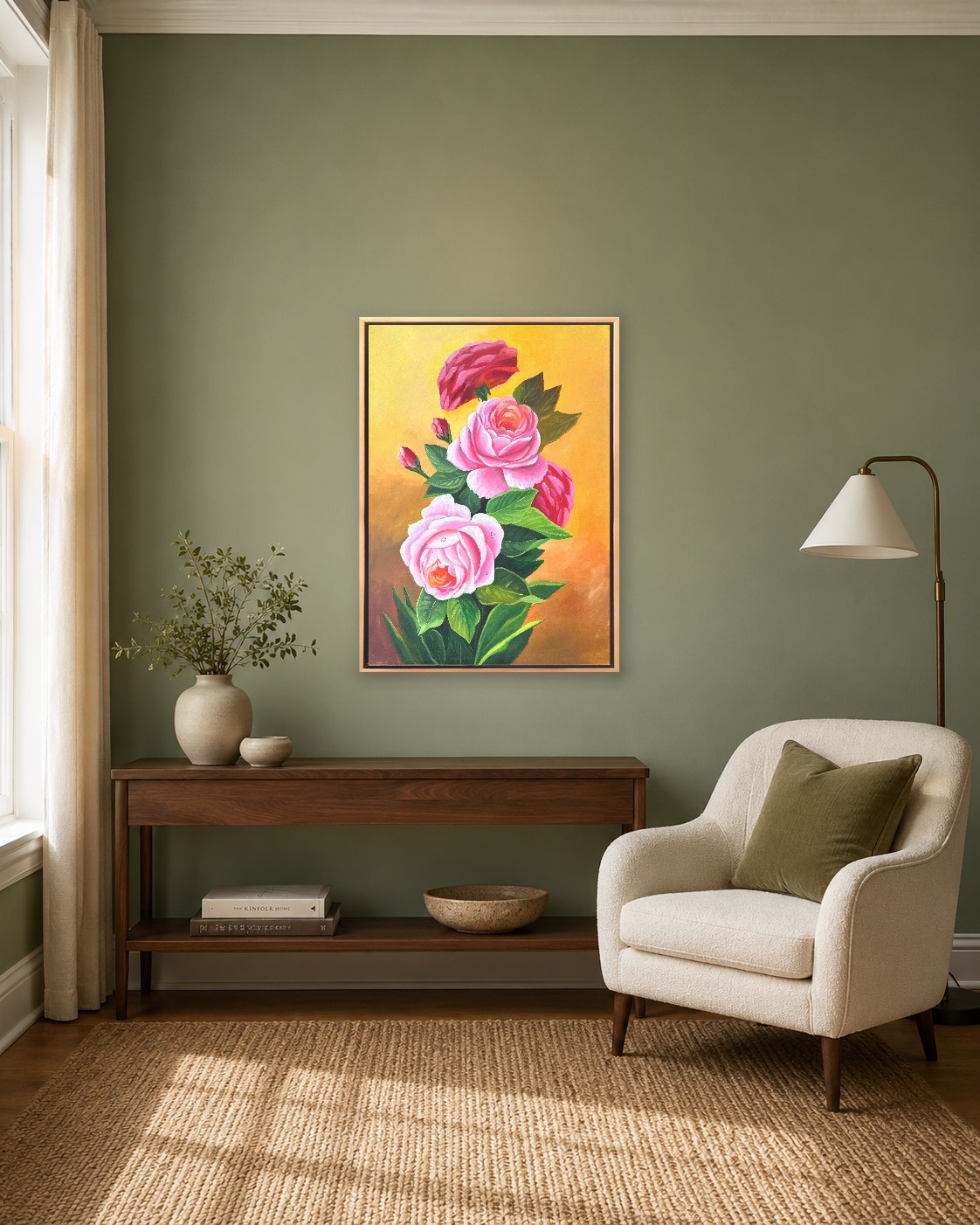 Pembe Güller Yağlı Boya Tablo - Görsel 4